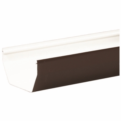 T1573 Contemporary Gutter, 10 ft L, 5 in W, Vinyl, Brown