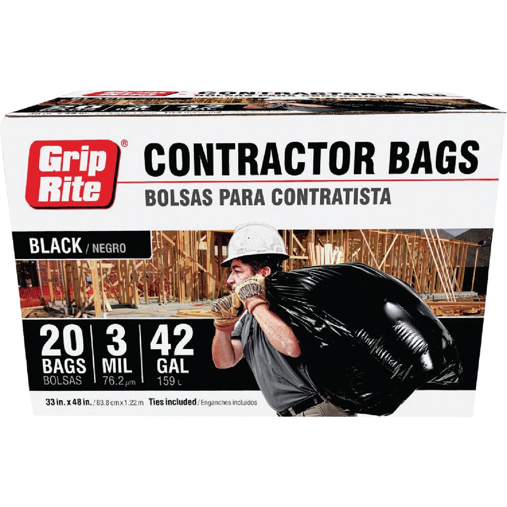 GRAPCBAG20 Contractor Bag, 42 gal, Black