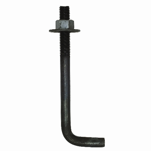 126AB50 Anchor Bolt with Nut and Washer, 1/2 in Dia, 6 in L, Steel, Black