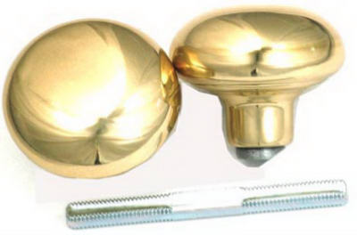 1135 Knob Set, Steel, Polished Brass