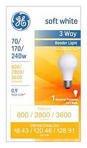15846 Incandescent Bulb, 70/240 W, A21 Lamp, Medium E26 Lamp Base, 3600 Lumens