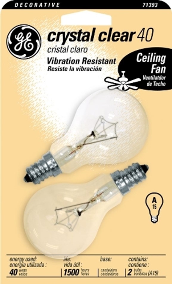 71393 Ceiling Fan Bulb, 40 W, A15 Lamp, E12 Candelabra Lamp Base, 305 Lumens, 2500 K Color Temp