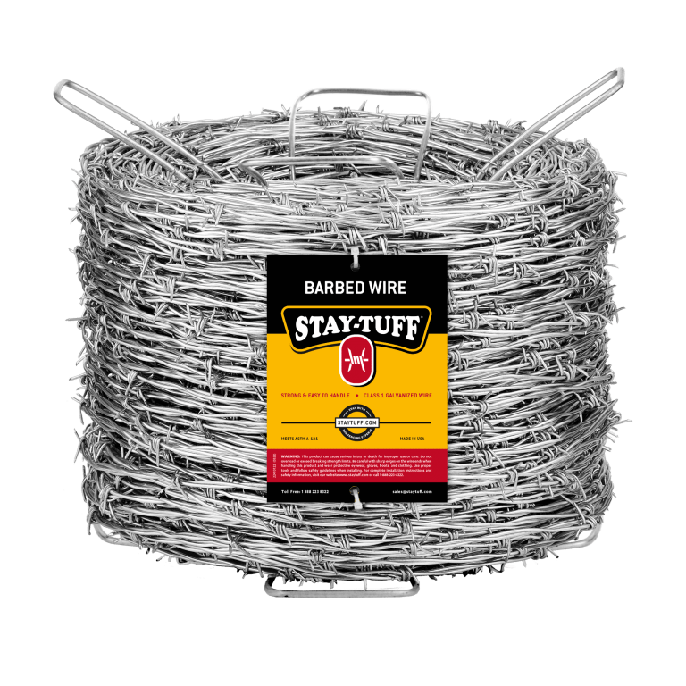 STDW-571 Barbed Wire, 1320 ft L, 14 ga, High-Tensile Barb, 5 in Points Spacing, Steel, Zinc