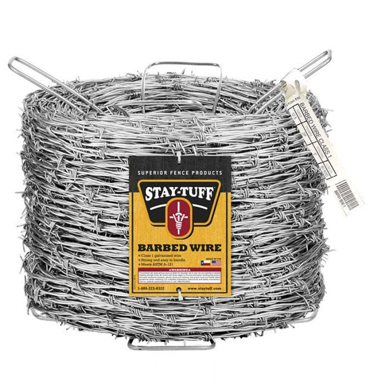 STDW-573 Barbed Wire, 1320 ft L, 15.5 ga, High-Tensile Barb, 3 in Points Spacing, Zinc
