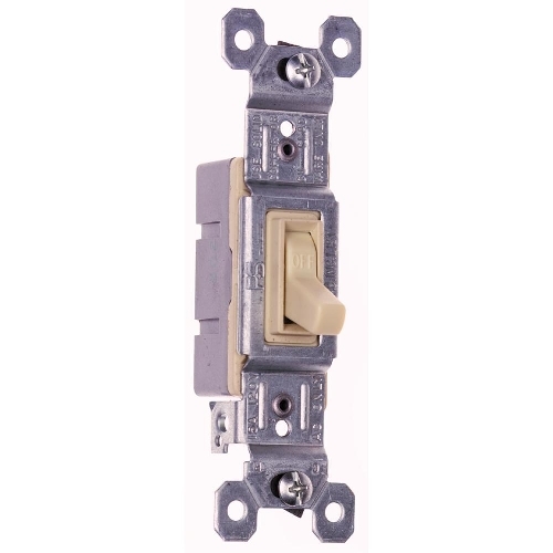 TradeMaster 660IG Toggle Switch, 15 A, 120 VAC, Push Wire, Side Wire Terminal, Ivory