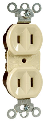 4025ICC20 Duplex Outlet, 2 -Pole, 15 A, 125 V, Side Wiring, NEMA: 5-15R, Ivory