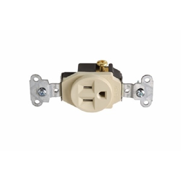 5251ICC8 Single Receptacle, 2 -Pole, 125 VAC, 15 A, Back and Side Wiring, NEMA: NEMA 5-15R, Ivory