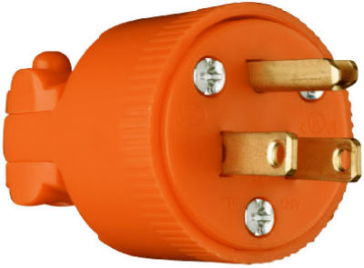 6867OCC10 Electrical Plug, 2 -Pole, 15 A, 125 V, NEMA: NEMA 5-15P, Orange
