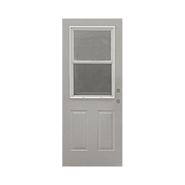 32 in x 80 in, Halfview, Vent Lite, 2 Panel, Steel, Prehung Door, Right Hand, Yellow Zinc Hinges
