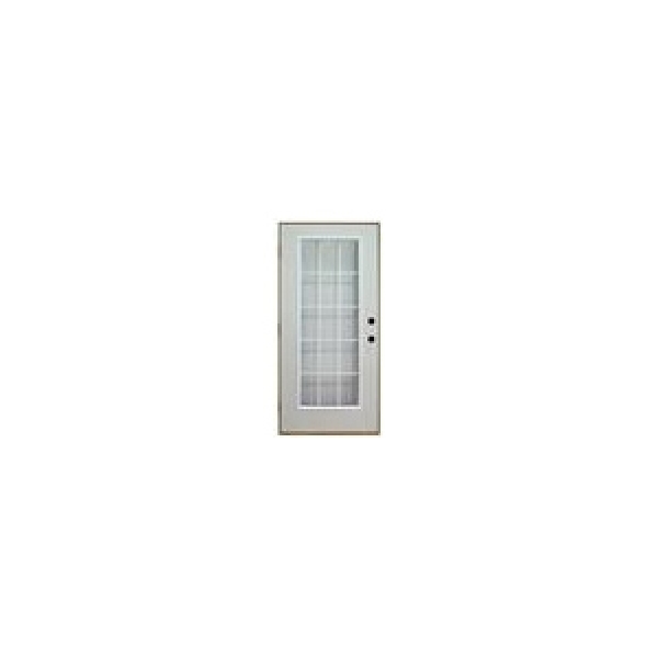 36 in x 80 in, Fullview, 15 Lite Internal Grille, Steel, Primed, Exterior Prehung Door, Left Hand, Satin Nickel Hinges