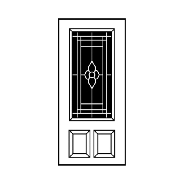 36 in x 80 in, 3/4 View, Nouveau, 2 Panel, Primed, Steel, Exterior Prehung Door, Left Hand, Oil Rubbed Bronze Hinges