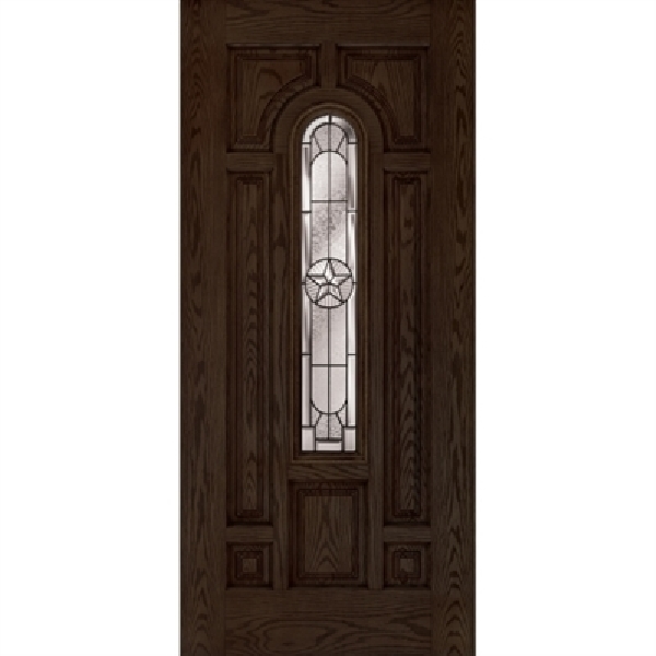 36 in x 80 in, Center Arch, Walnut Oak, Fiberglass, Prehung Door, Right Hand, Oil Rubbed Bronze Hinges, TDI