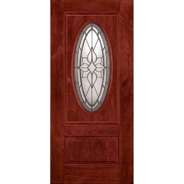 36 in x 80 in, 3/4 Oval, Stellar, Cherry Mahogany, Fiberglass, Prehung Door, Left Hand, Oil Rubbed Bronze Hinges, TDI