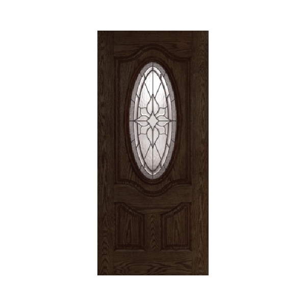 36 in x 80 in, 3/4 Oval, Stellar, Walnut, Fiberglass, Prehung Door, Left Hand, Oil Rubbed Bronze Hinges, TDI