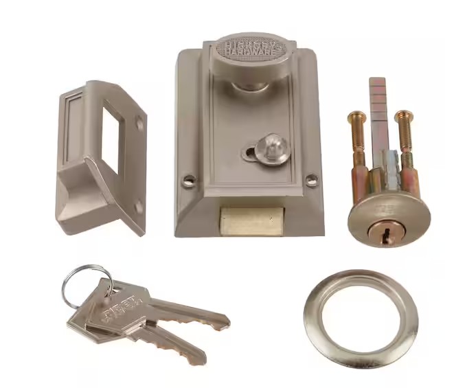 1105-SN Entry Latch, Metal, Satin Nickel, WR2, WR3 Keyway, 1-3/8 to 2-1/4 in Thick Door