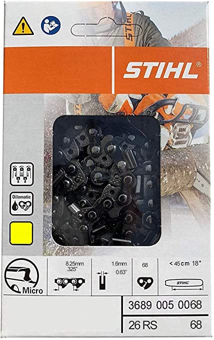 Rapid Micro 26RM68 Chain Loop, 20 in L Bar, 0.063 ga, 0.325 in TPI/Pitch, 68-Drive Link