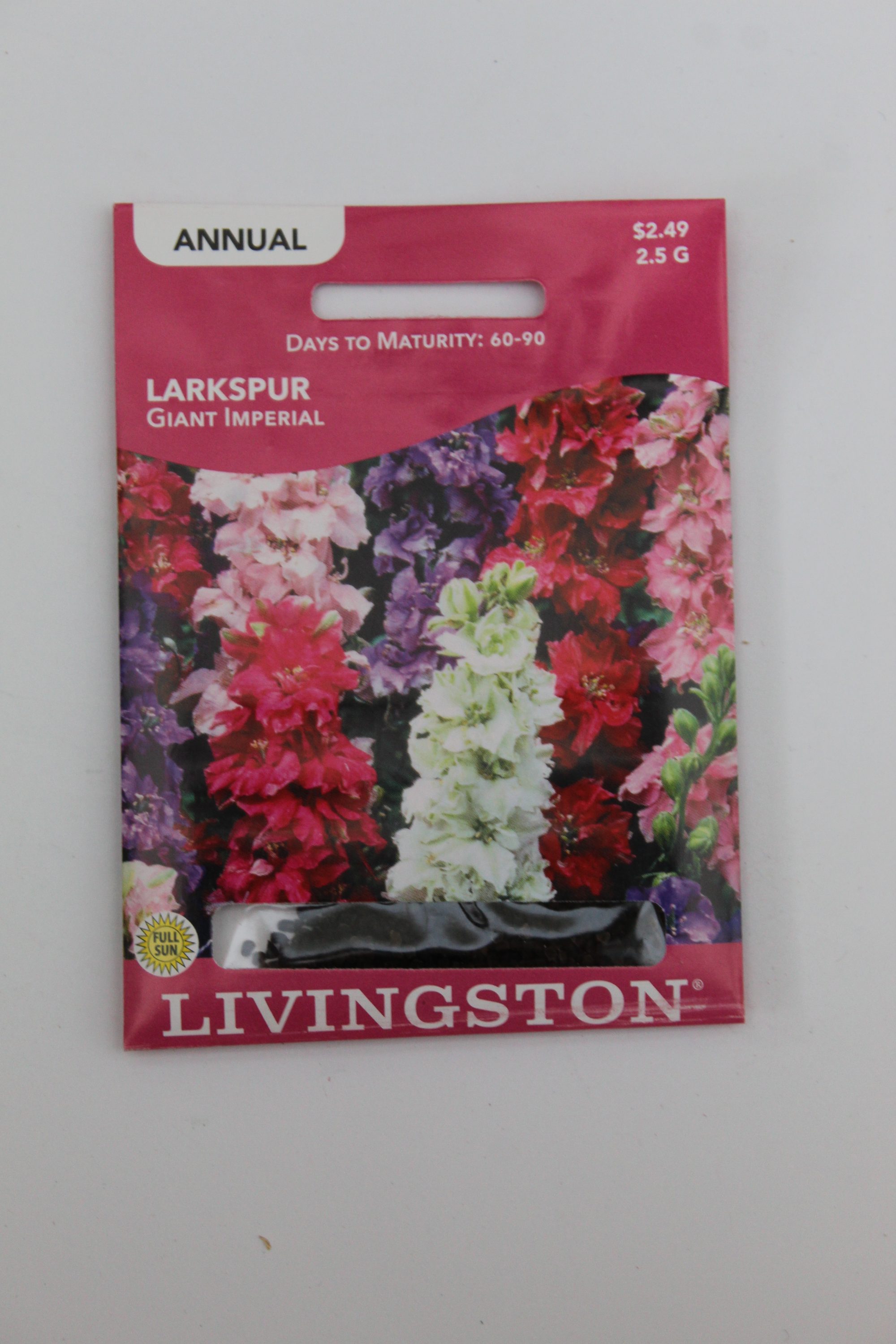 Y1210 Giant Imperial Mix Larkspur Seed, Summer to Fall Bloom, Lavender/Pink/Purple/White Bloom, 1.75 g