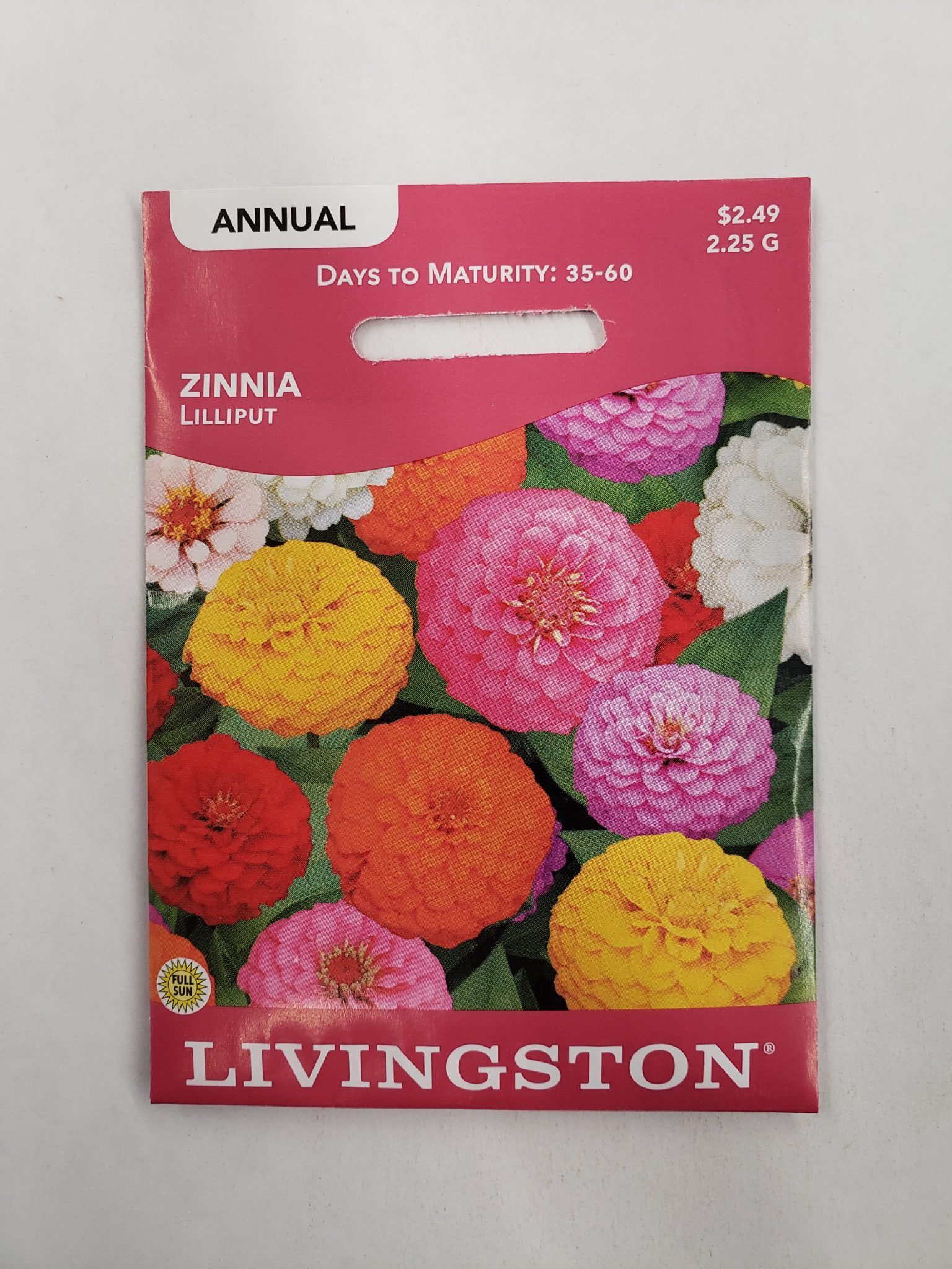 Y1580 Lilliput Zinnia Seed, Summer to Fall Bloom, Orange/Pink/Red/White/Yellow Bloom, 1.5 g Pack