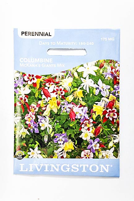 Y3050 McKana's Giants Mix Columbine Seed, Spring to Summer Bloom, Blue/Maroon/Pink/Purple Bloom, 175 mg