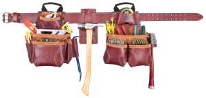 21453 Combo Tool Belt System, 29 to 42 in Waist, Leather, Chestnut, 18-Pocket