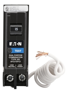 BRN115DF Circuit Breaker, BR, 15 Amp, 1-Pole, Plug