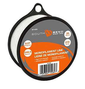SOUTH-BEND M1420 Fishing Line, 270 yd L, Monofilament, Clear, 20 lb Capacity