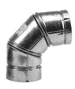244231 Pellet Pipe Stove Elbow, 90 deg Angle, Stainless Steel, Silver, Galvanized