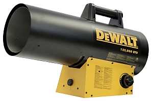 DEWALT F340755 Portable Heater, Propane, 30,000 Btu/hr BTU, 3000 sq-ft Heating Area, Black