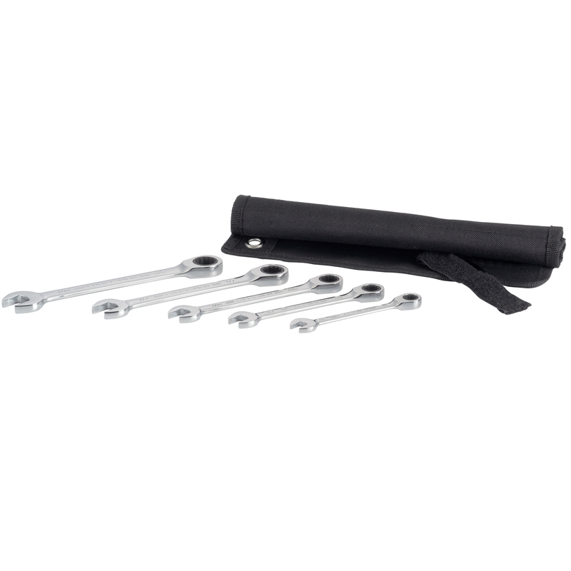 CMMT99755 Combination Wrench Set, 5-Piece, Steel, Silver, Specifications: SAE Measurement