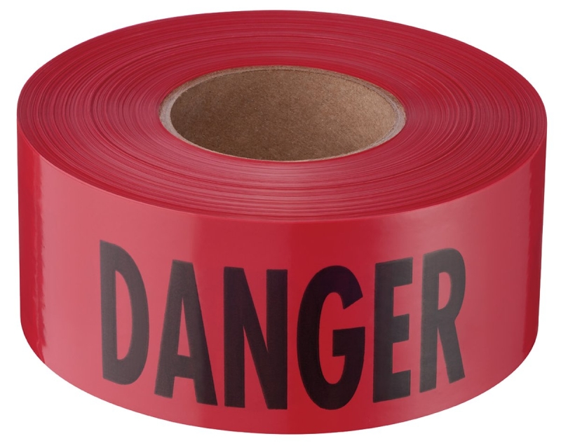 711004 Barricade Tape, 1000 ft L, 3 in W, Black/Red, Plastic