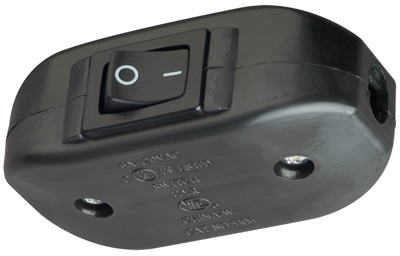 Pass & Seymour 5406BKBPCC5 Cord Switch, 6 A, 120 V, Black