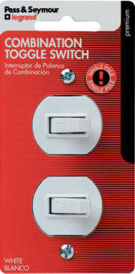 Pass & Seymour 690WGCCC5 Toggle Switch, 1 -Pole, 15 A, 120/277 V, White