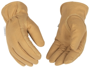 254HKW L Gloves, L, Keystone Thumb, Shirred Elastic Cuff, Synthetic Leather, Tan