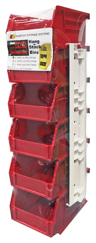 RQUS210RD Stack and Hang Bin, Polypropylene, Red, 5-3/8 in L, 4-3/4 in W, 3 in H