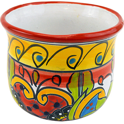 APG418070 Planter, 7-1/2 in Dia, 7 in H, Talavera Design, Ceramic