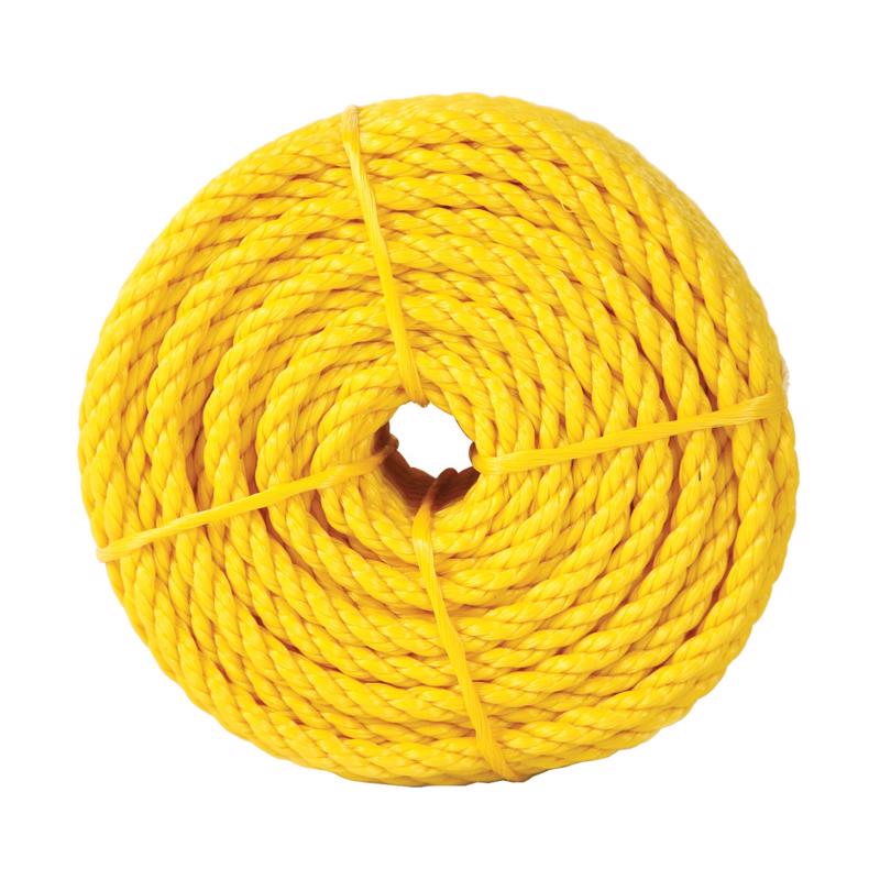 5001235 Rope, 50 ft L, 3/8 in, 244 lb Working Load, Polypropylene, Yellow