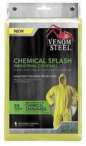 VENCV400 Chemical Splash Coveralls, L, XL, Unisex, Zipper, Polyethylene/Polypropylene, Yellow