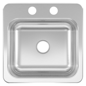 CSLA1515-6-2CBN Bar Sink Bowl, Rectangle Bowl, 15 in L x 15 in W Dimensions, Stainless Steel, Satin, 1-Bowl