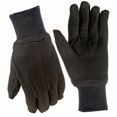 9127-26 Work Gloves, Men's, L, Cotton Jersey, Brown