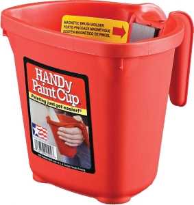 1500-CT Paint Cup with Magnet, 16 oz, Plastic, Red, Ergonomic Handle