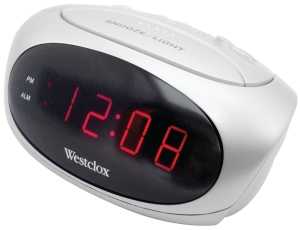 70044B Alarm Clock, AAA Battery, LED Display, White Case