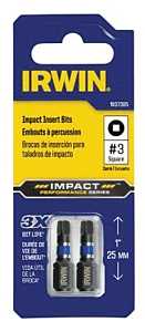 IWAF31SQ32 Impact Insert Bit, #3 Drive, Square Drive, 1/4 in Shank, Square Shank, 1 in L, Steel