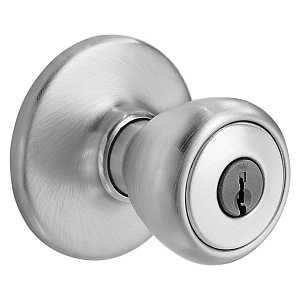 94002-829 Entry Knob, Satin Chrome, Steel, Residential, 3 Grade