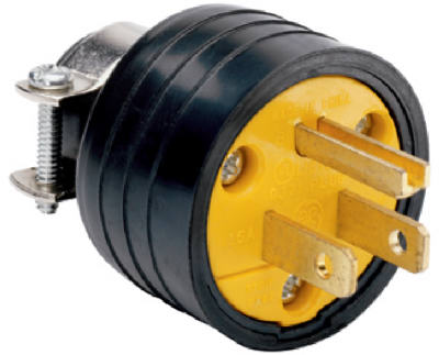 Pass & Seymour 111GMCCC10 Electrical Residential Plug, 2 -Pole, 15 A, 125 V, NEMA: NEMA 5-15P, Black