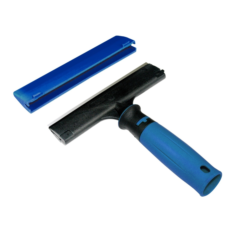 977100 Glass Scraper, 4 in W Blade, Carbon Steel Blade, Plastic Handle