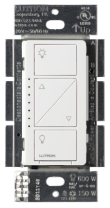 Caseta PD-6WCL-WH-R Smart Lighting Dimmer, 1 -Pole, 120 V, 434 MHz, White