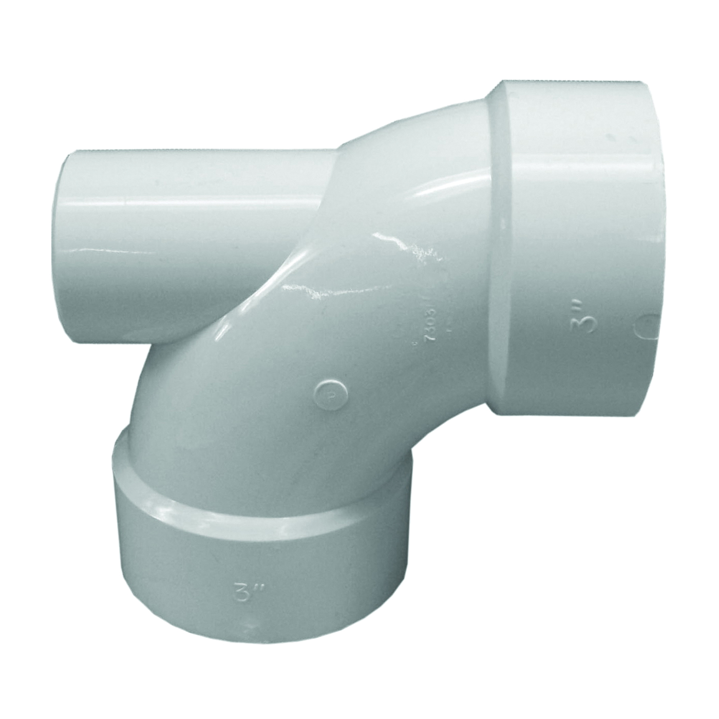 PVC 00303 0600HA Pipe Elbow with Inlet, 3 in, Hub, PVC, White, SCH 40 Schedule