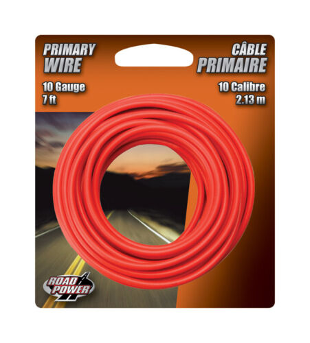 55672133 Primary Wire, 10 ga Wire, 60 VDC, Copper Conductor, Red Sheath, 7 ft L