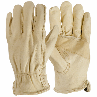 9333-26 Gloves, Men's, L, Keystone Thumb, Shirred Elastic Cuff, Pigskin Leather