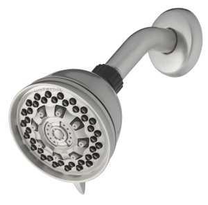 XAT-619E Shower Head, Round, 1.8 gpm, 1/2 in Connection, 6-Spray Function, Brushed Nickel